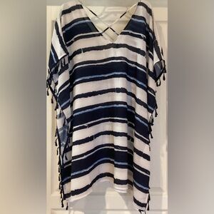 Blue striped Swimsuit Coverup Tunic- XXL